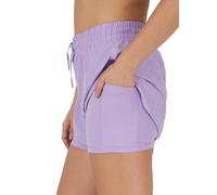 90 Degree By Reflex Lightweight Workout Shorts 2 in 1 Running Yoga Gym Shorts with Inner Biker Short Pockets, Lavendula W/Short, S