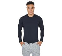 90 Degree By Reflex Men’s Dry Fit Soft Crew Neck Long Sleeve Shirt Fitted Top, Black, XL