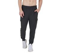 90 Degree By Reflex Mens Fleece Jogger Soft Workout Pant with Side and Cargo Pockets, Black W/ Cargo Pocket, Medium