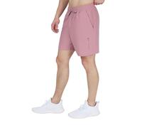90 Degree By Reflex Mens Lightweight Quick Dry Workout Short 7" Side Zipper Pocket Shorts with Drawstring, Lilas, Large
