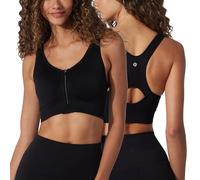 90 Degree By Reflex Women's 2 Pack Maternity Nursing Bra with Front Zip Seamless Post Surgery Sports Bra, Black/Black, XL