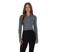 90 Degree By Reflex Womens Half Zip Performance Pullover Long Sleeve Quarter Zip Running Athletic Jacket Top with Thumbholes, Lava Smoke, S