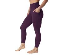 90 Degree By Reflex Womens High Waist Elastic Free Ankle Length Wonderlink Leggings with Side Pockets, Black Cherry, M