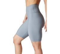 90 Degree By Reflex Womens High Waisted Biker Shorts Ribbed Workout Yoga Running Tummy Control Spandex Short, Ocean Haze 9" Ribbed, M