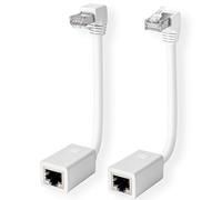 90 Degree Cat 6 Ethernet Extension Cable 2 Pack，Right Angles (UP & Down) Short Cat6 Male to RJ45 Female Network LAN Patch Cord FTP Shielded Extender Adapter Connector, Supports CAT5E/CAT5-1 Feet White