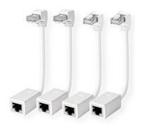 90 Degree Cat 6 Ethernet Extension Cable 4 Pack，Right Angles (UP & Down) Short Cat6 Male to RJ45 Female Network LAN Patch Cord FTP Shielded Extender Adapter Connector, Supports CAT5E/CAT5-2 Feet White