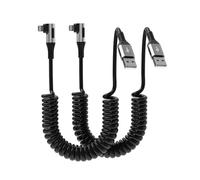 90 Degree Coiled Lightning Cable, 2 Pack iPhone Charger Cable for Apple Carplay [MFi Certified], USB Fast Charging Coiled Lightning Cable Right Angle Compatible with iPhone/iPad/iPod/Car