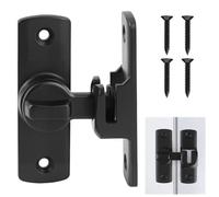 90 Degree Door Lock, Black Barn Door Lock Security Sliding Door Latch Zinc Alloy 90/180 Degree Flip Sliding Latch with Screws for Kitchen Bedroom Study Bathroom Cabinet Window Garden