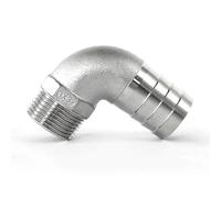 90 Degree Elbow, 1/8" 1/4" 3/8" 1/2" 3/4" 1" 2" Male × 6mm 8 10 12 14 15-50mm Hose Barb Stainless Steel 304 Pipe Fitting Connector, 1pcs(1l2 BSPT to 19mm)