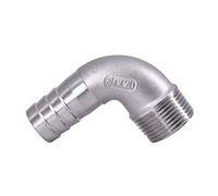 90 Degree Elbow Bend,1PC Elbow 90 Deg Pipe Fitting Connector 304 Stainless Steel 1/8 to 2inch BSPT Male * 6 to 60mm Hose Barb(3/4 inch*25mm)