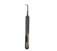 90-Degree Eyelash Extension Tweezers - Black Plasma Coated with Fiber Tip - Precision Lash Tool for Professional Lash Artists