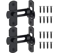 90 Degree Flip Sliding Barn Door Lock, Stainless Steel Angle Latch Buckle, Screen Hook Lock for Barn, Garden, Bathroom, Outdoor, Garage, Window, Sliding Door (Black-2 Pack)