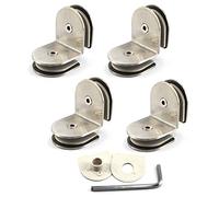 90 Degree Glass Clamp Bracket 8-12mm Double Side Stainless Steel Glass Shelf Clips Wall Mounted Glass Shelf Support Shelf Bracket (Pakc of 4)