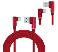 90 Degree L-Shaped Right Angle 1M+2M+3M USB C Cable Data Sync Charging Cord for Samsung Galaxy S8 S8 Plus, Google Pixel/Pixel XL, Nexus 6P/5X and More Type C Devices (Red)