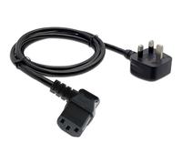 90 Degree PC Power Cable, 1.5 Metre EC C13 Power Cable Left Angle, UK 3-Pin Fused Plug Copper Core 250V 10A Electric Cable Supply Kettle Monitor TV Computer Printer Replacement Lead, Black