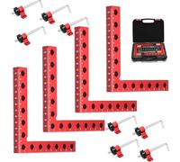 90 Degree Positioning Angle - 4 Pieces 140 mm / 5.5 Inch Angle Clamp Made of Aluminium Multifunctional Right Angle Clamps Angle Tensioner for Carpenter's Tool for DIY, Crafts (Red)