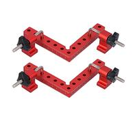90 Degree Positioning Square Right Angle Fixture Woodworking Splicing Clamp Accessories Aluminum Alloy Red Metric Imperial Scale for Boxes Photo Frames 2 Sets (140mm)