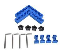 90 Degree Positioning Square Right Angle Splicing Clamp Adjustable Woodworking Corner Fixture Kit for Cabinets Picture Frames ABS Fiber Engineering Plastic Metric Imperial Scales (Blue)