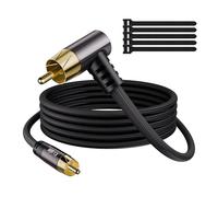 90 Degree RCA Subwoofer Coaxial Audio Cable 15FT, Dual Shielded Digital Analogue RCA Cord, Right Angle Gold-Plated Connector, Braided, for HDTV, Subwoofer, Hi-Fi System, Amplifier, Home Theater