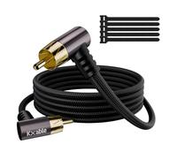 90 Degree RCA Subwoofer Coaxial Audio Cable 35FT, Dual Shielded Digital Analogue RCA Cord, Dual Right Angle Gold-Plated Connectors, Braided, for HDTV, Subwoofer, Hi-Fi System, Amplifier, Home Theater