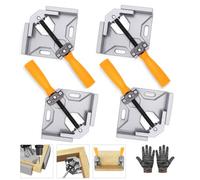 90 Degree Right Angle Clamp, 4PCS Corner Clamps for Woodwork, Single Handle Aluminium Alloy Clamp, Photo Framing Tools, Woodworking Clamps for DIY Woodworking Welding (4 PCS)