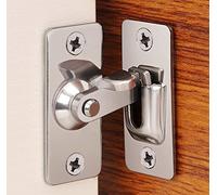 90 Degree Right Angle Door Lock Buckle Safety Door Lock Bolt, Stainless Steel Door Latch for Wooden Fences, Doors, Windows, Safety Sliding Door Latch… (Silver)