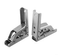 90 Degree Self-Locking Folding Hinges for Cabinet Doors, 180 Degree Spring Hinge Hardware, No Hole Installation, Cold Rolled Steel, Silver