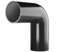 90 degree Silicone Turbo and Coolant Reinforced Hose Elbow ID: 76mm - Black