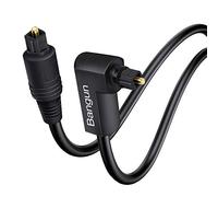90 Degree Toslink Optical Audio Cable 4ft, Slim S/PDIF Digital 360 Degree Right Angle Fiber Optic Audio Cord, Compatible with Sound Bar, TV, Samsung, Vizio, Bose, LG, Sony, Sonos
