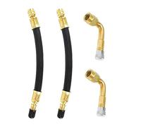 90 Degree Universal Tire Valve Extension Set - 4 Pcs with Rubber Adaptors and Caps for Bikes, Cars, and Trucks