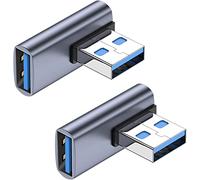 90 Degree USB 3.1 Adapter 2 Pack,Left Angle USB A Male to Female Converter Extender USB3.1 Expansion Connector Adaptor for PC, Laptop, USB A Charger, Power Bank and More