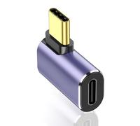 90 Degree USB C Adapter, USB-C Male to USB-c Female Adapter, Thunderbolt 4/3 10Gbps Connecter 60W Fast Charge for Steam Deck, Switch, VR, Pad Pro and More Type C Devices (Side Angle)