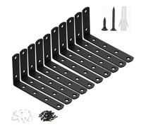 90 Degree Wall Mounted Shelf Bracket 125x75x20mm Black Pack of 10 | Right Angle Support For Shelves Table Bookshelf Wood Board; Heavy Duty Metal