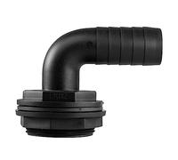 90 Degree Water Tank Overflow Vent, Water Butt Barbed Elbow Outlet with Nut & Washer 1/2" - 2” BSP Hose Sizes, Garden Rain Capture Tank Linking Connector, Threads fit 59mm Hole (2" BSP - 1.25" Barb)