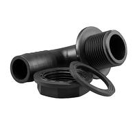 90 Degree Water Tank Overflow Vent, Water Butt Barbed Elbow Outlet with Nut & Washer BSP Hose Sizes, Garden Rain Capture Tank Linking Connector, Threads fit 42mm Hole (1.25" BSP - 1.25" Barb)
