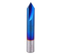90 Degrees Chamfer End Mill 2 Flute, Tungsten Steel Cemented Carbide Router Bit, Blue Coated Precision Chamfer Cutter for CNC Milling Machines and Metalworking (12 * 75L)
