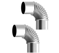 90° Elbow Pipe Ø 60mm, 2 Pack Steel Stove Pipe Elbow, Heat Resistant Flue Pipe for Stoves, Stainless Elbow Chimney Pipe