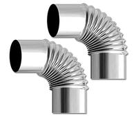 90° Elbow Pipe Adapter Chimney Pipe, 70mm, 2Pack Stainless Steel Stove Pipe Elbow Exhaust Pipe, Chimney Threaded Elbow 2.75inch Stove Pipe Elbow Heat Resistant Flue Pipe