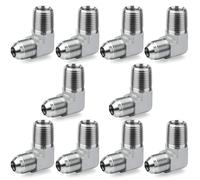 90° Elbow Straight Hydraulic Hose Adapter Fittings, 2501-04-02 1/4" Male JIC 37° Flare (7/16-20 UNF) × 1/8" Male (1/8-27 NPTF) Connectors x 10 pack