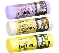 90 Extra Strong Scented Bin Liners 15L | Fragranced Pedal Bin Bags Lavender bags, Vanilla, Citrus 3 rolls of 30