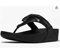 £90 FITFLOP SIZE 3 36 LULU GLITZ BOW BLACK LEATHER THONG TONING FLIP FLOPS BNWB