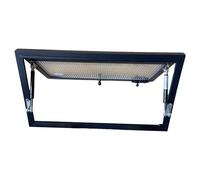 90° Flip-Up Metal Window with Support Rods Tempered Glass Folding Window for Kitchen Bathroom Coffee Shop - Black 27.5x19.6in/70x50cm& Stylish Design