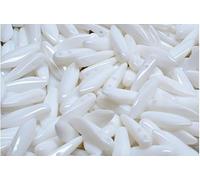 90 g (approx. 253 pieces) - 2-hole dagger beads - 2-hole dagger beads 5 x 16 mm, Czech glass, white (02010)