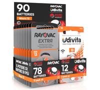 90 Hearing Aid Batteries Size 13 (Orange) PR48 Zinc-Air with Sound Fusion Technology - 90 Batteries: 78 Rayovac + 12 Udivita