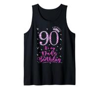 90 It's My Dad's Birthday Pink Crown 90 Years Old Tank Top