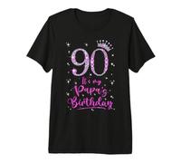 90 It's My Papa's Birthday Pink Crown 90 Years Old Premium T-Shirt
