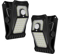 90 LED Solar Outdoor Security Light, Clip-On PIR Motion Sensor Lamp | HoldOneLight，3 Modes & 3-Way Mounting, IP65 Waterproof Solar Fence Lights for Garden, Gate, Camping, Wire Mesh Fence (2 Pack)