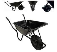 90 Litre 150kg Capacity Heavy Duty Garden Wheelbarrows Outdoor Galvanised Pneumatic Metal Garden Wheelbarrow in Black