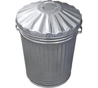 90 Litre Galvanised Metal Dustbin Bin Tapered Heavy Duty