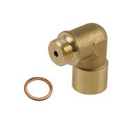 90° M18x1.5 O2 Sensor Extender Spacer with Copper Gasket for Car Catalytic | Brass leakproof Oxygen Sensor Adapter, Solves engine light error, Universal threaded fit for vehicle decat modification